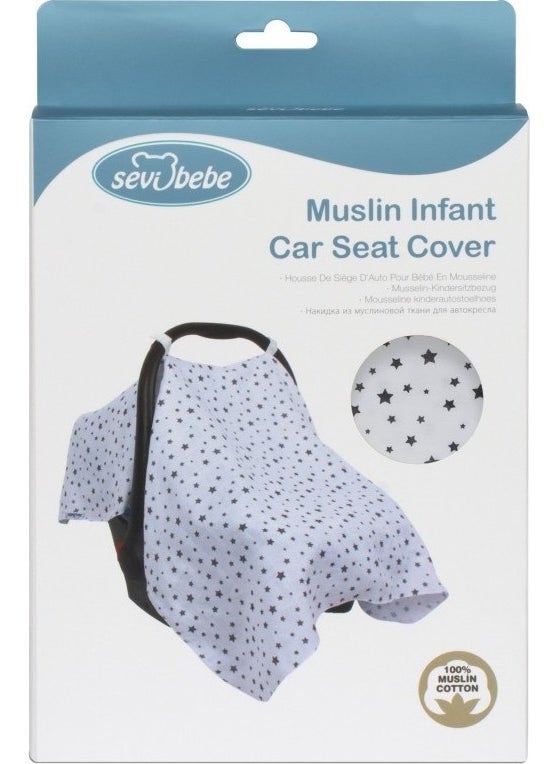 Sevibebe Muslin Stroller and Baby Carriage Cover Art-41 Starburst Blue