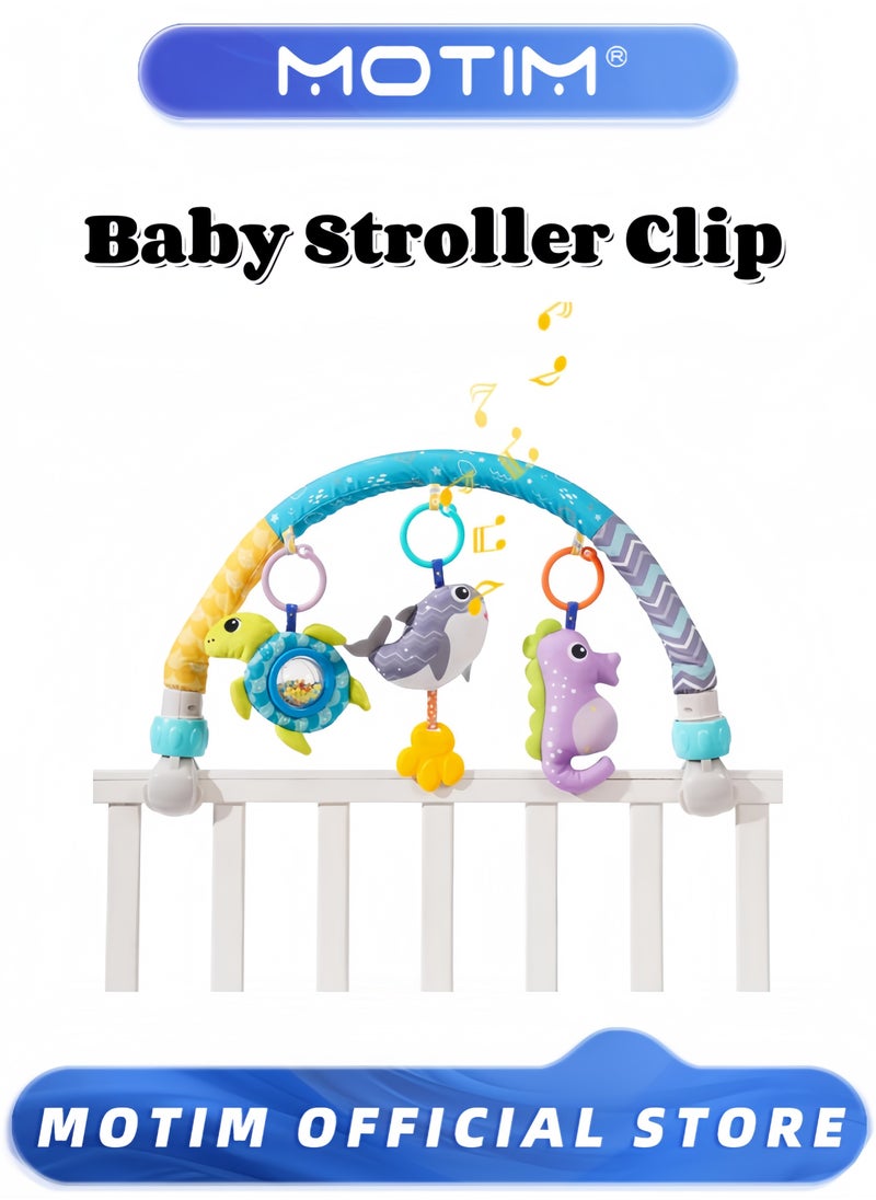 Baby Stroller Clip for Babies 0-12 Months Activity Musical Car Clip Bed Clip Baby Early Learning with Animal Accessories & Bells