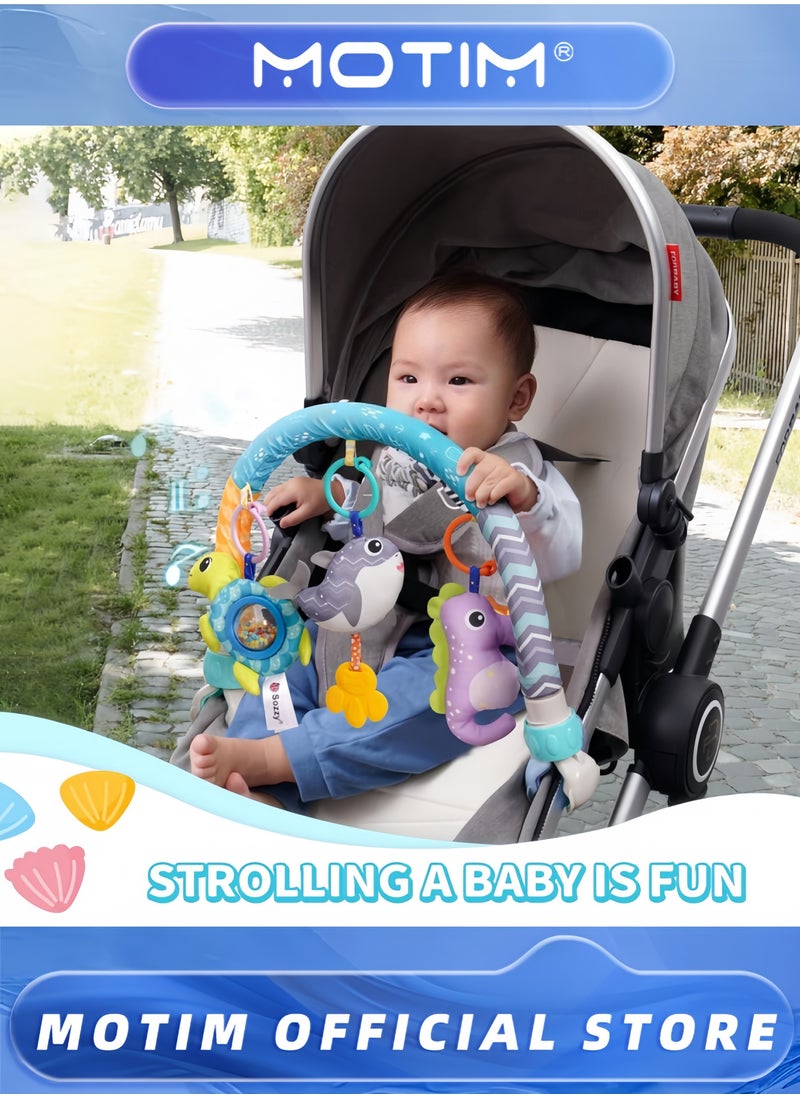 Baby Stroller Clip for Babies 0-12 Months Activity Musical Car Clip Bed Clip Baby Early Learning with Animal Accessories & Bells