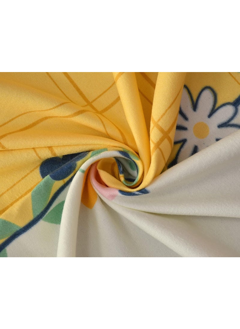 MORADO Premium Glace Cotton 210 TC Double Bedsheet with 2 King Size Pillow Covers 90100 Inches Bright Yellow