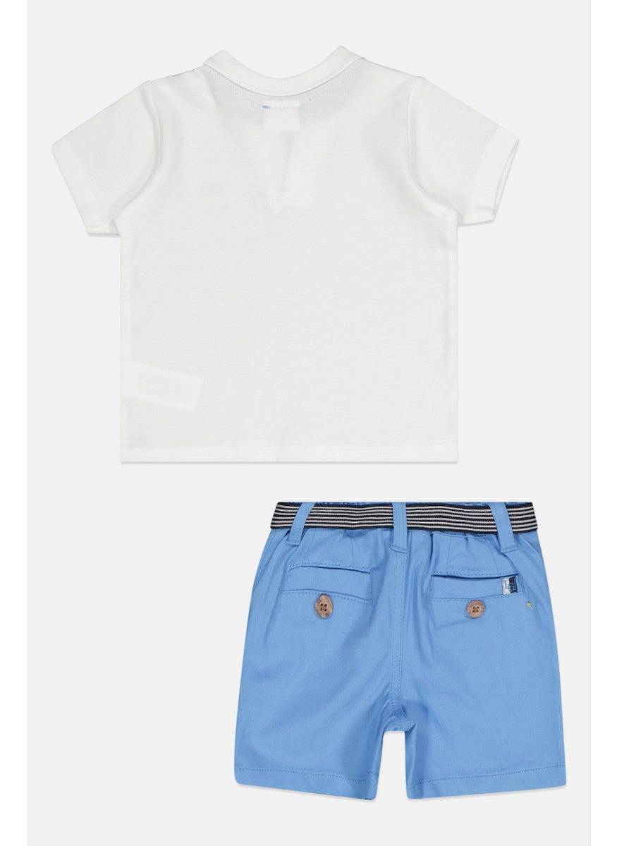 Toddlers Boy 2 Piece Embroidered Logo Polo Shirt And Belted Shorts Set, Multicolor