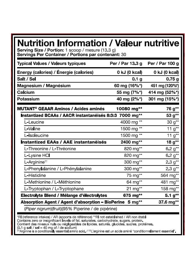Mutant, Geaar, Essentials Amino Acids, 378g, 30 Servings