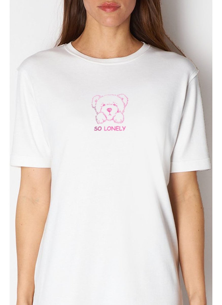 Solo Teddy White Short Sleeve Above Knee Mid Length Cotton Dress