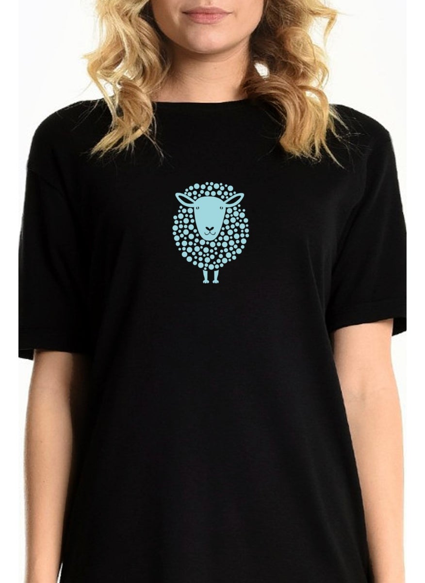 Spotted Lamb Black Short Sleeve Above Knee Mid Length Combed Cotton Dress