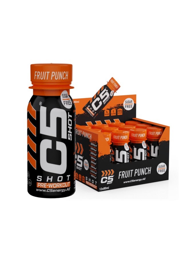 C5 Energy Pre-Workout Shot 80 Ml Fruit Punch Flavor Pack of 12