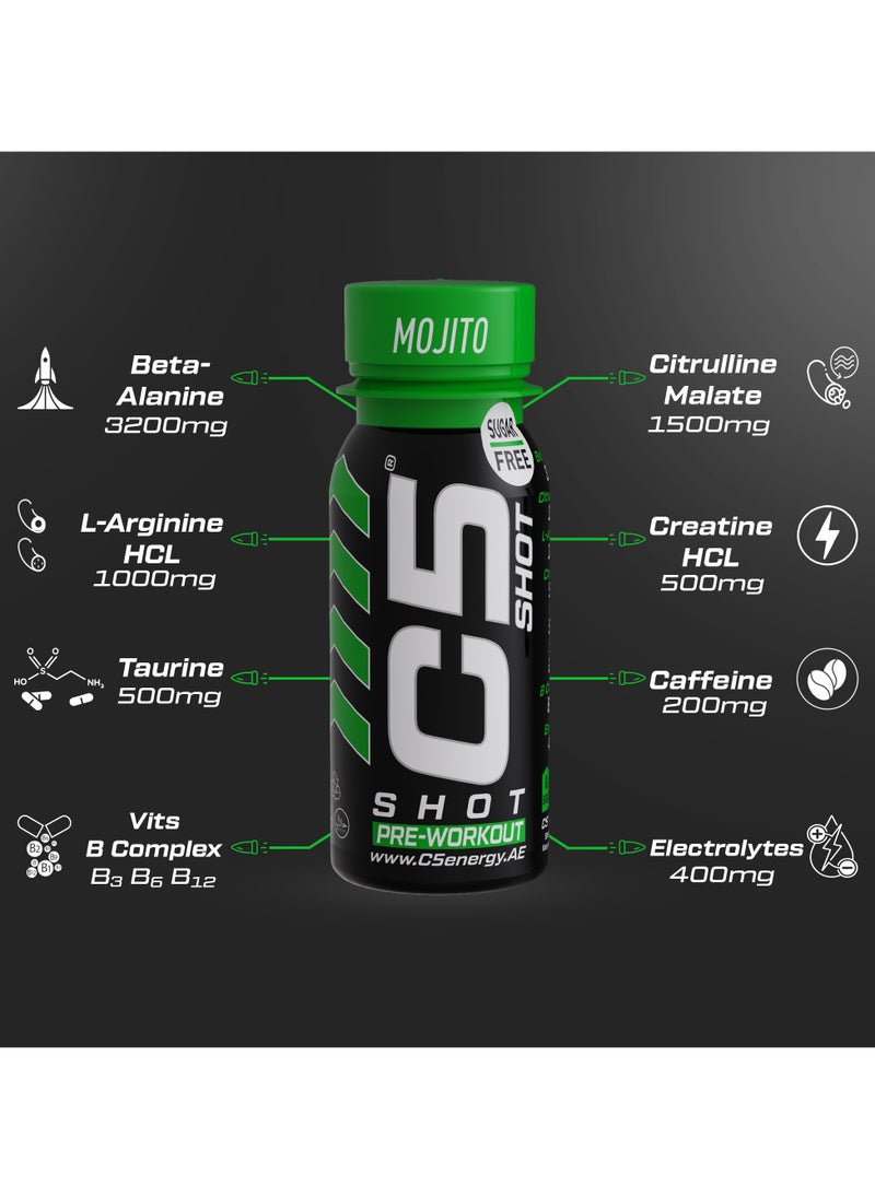 C5 Energy Pre-Workout Shot 80 Ml Mojito Flavor Pack of 12