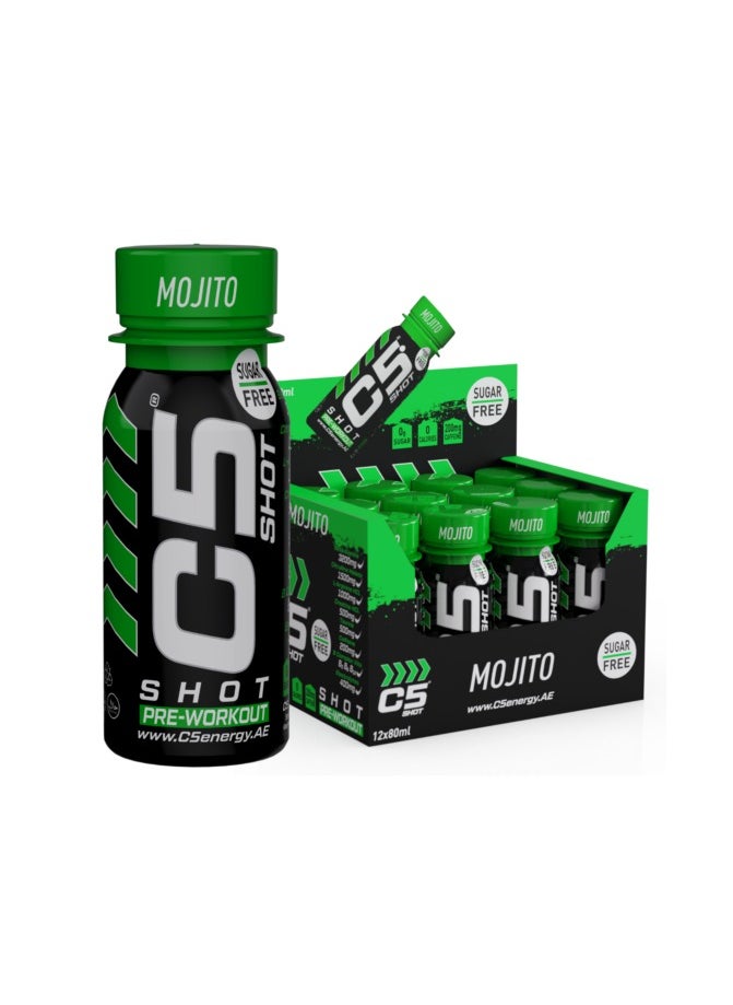 C5 Energy Pre-Workout Shot 80 Ml Mojito Flavor Pack of 12