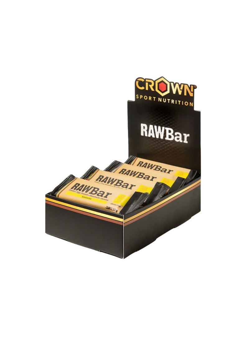 CROWN SPORT NUTRITION - RAW Bar Hazelnut-Banana Flavor, Gluten Free (12 x 50grams)