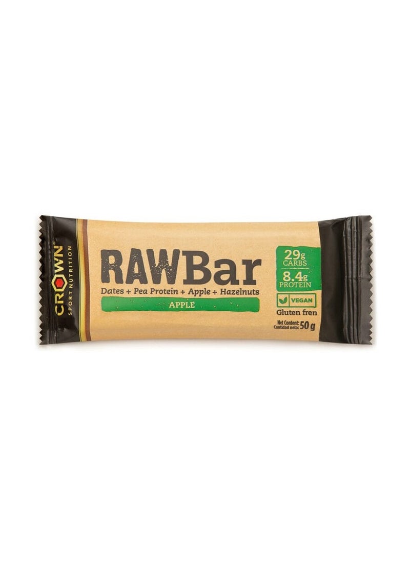 CROWN SPORT NUTRITION - RAW Bar Hazelnut-Apple Flavor, VEGAN and Gluten Free (12 x 50grams)