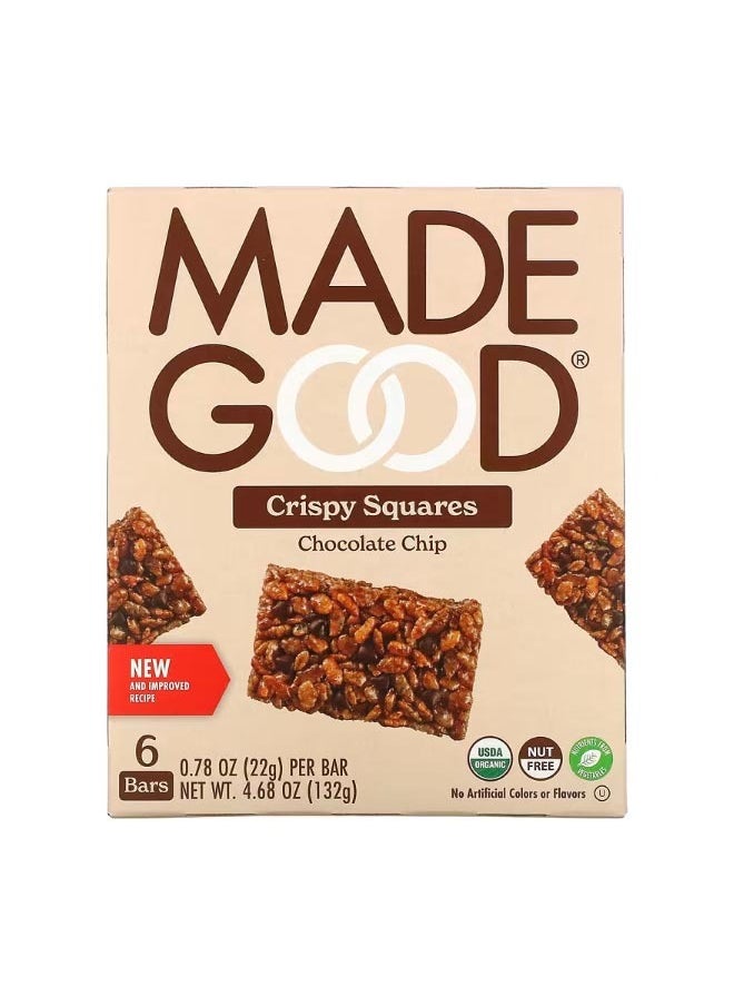 Crispy Squares Chocolate Chip 6 Bars 0.78 oz 22 g Each