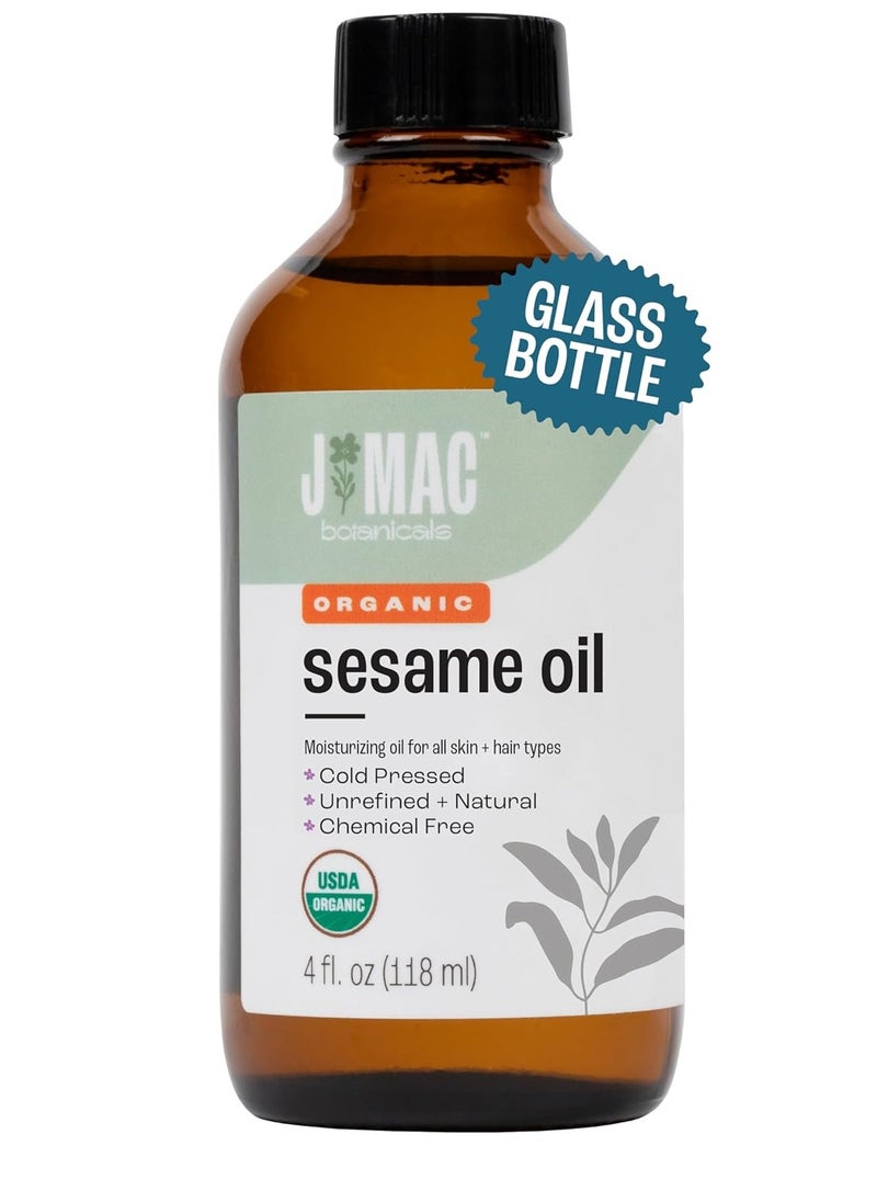 J MAC BOTANICALS Organic Sesame Oil Glass bottle