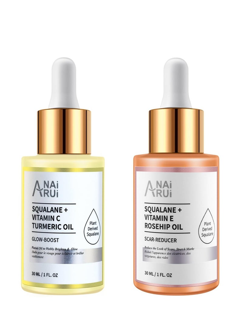 ANAI RUI Squalane Rosehip Oil for face +Vitamin C Turmeric Oil,Hydrate,Firm and Softer Skin