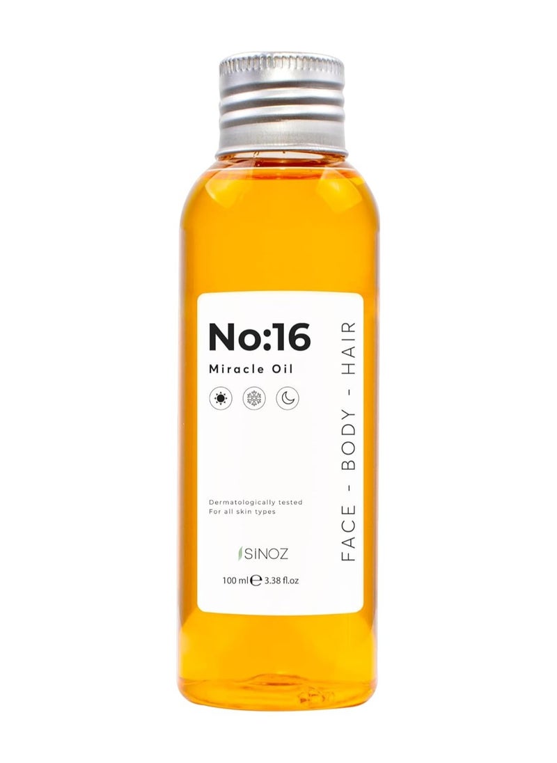 No:16 Miracle Oil | Multi-Purpose Nourishing Oil for Face, Body & Hair | With 16 Botanical Oils | Restores Dry Skin & Adds Shine to Hair | 100 ml