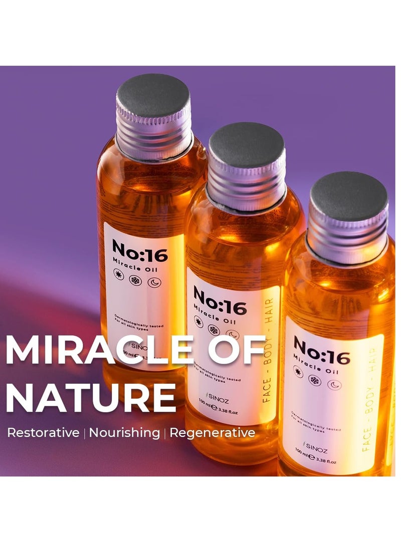 No:16 Miracle Oil | Multi-Purpose Nourishing Oil for Face, Body & Hair | With 16 Botanical Oils | Restores Dry Skin & Adds Shine to Hair | 100 ml