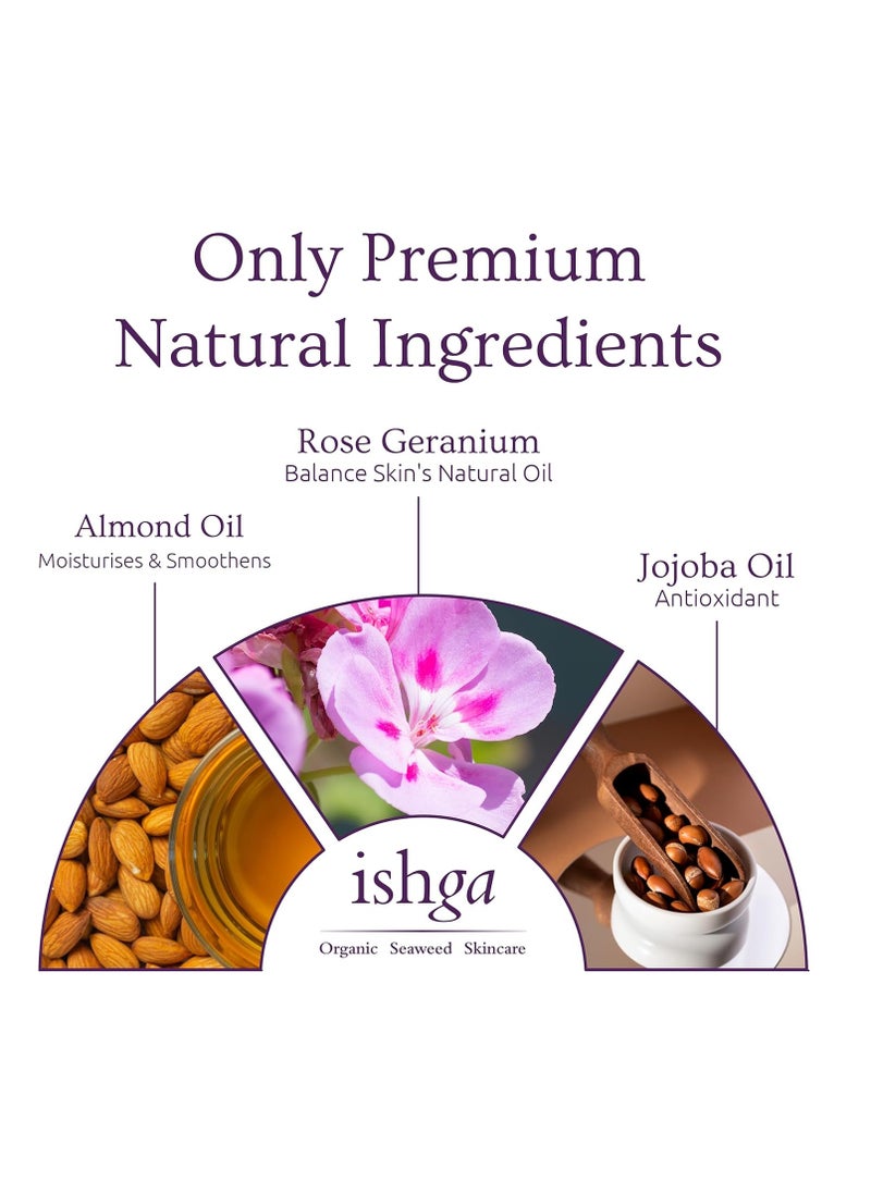 Ishga Face Oil | Natural & Organic Skincare | Scottish Seaweed | For All Skin Types Vegan, Cruelty-Free | Jojoba, Almond Oil, Rose Geranium | 1.69fl oz (30ml)