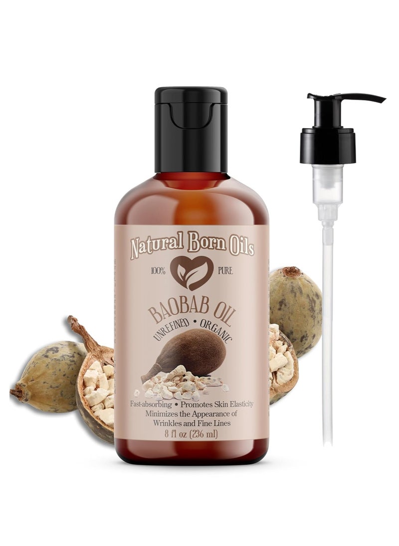 Natural Born Oils Moroccan Argan Oil, 16oz, Organic, Cold-Pressed, Vitamin E & Antioxidants, Deep Skin Hydration, Hair Strengthener