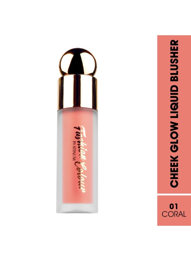 Platinum Liquid Blusher Long Lasting Dewy Lightweight Buildable Ultra Pigmented 5gm Coral