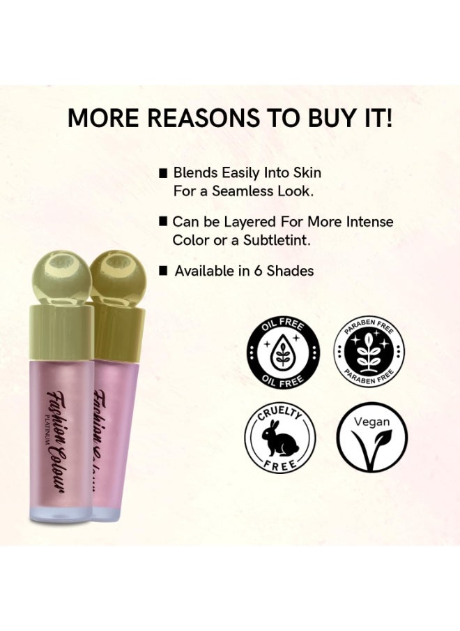 Platinum Liquid Blusher Long Lasting Dewy Lightweight Buildable Ultra Pigmented 5gm Coral