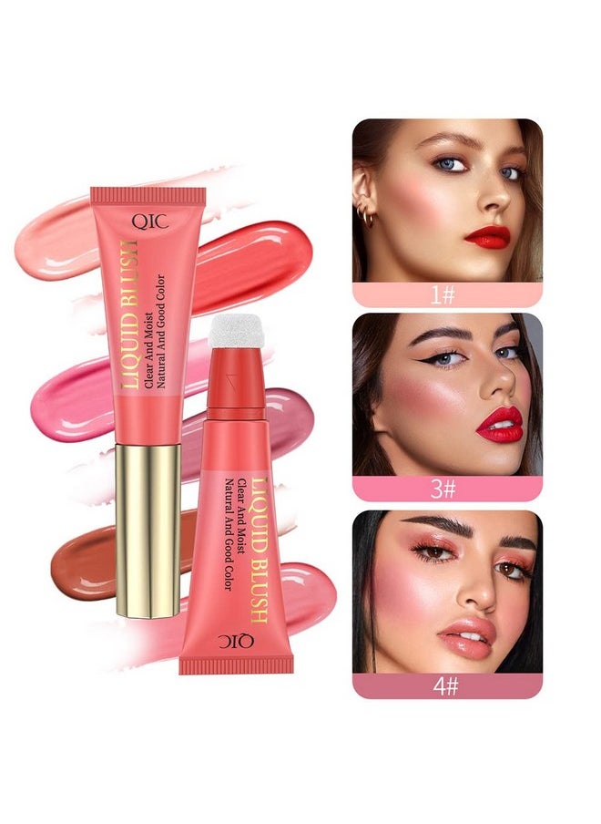 Liquid Blush Makeup Wand For Cheek Tint, Cream Blush Liquid With Cushion Applicator, Lightweight Blendable Blush Stick Makeup Natural-looking, Glow Dewy Finish Lasting(Nude Pink,Cool Pink,Dark Rose)
