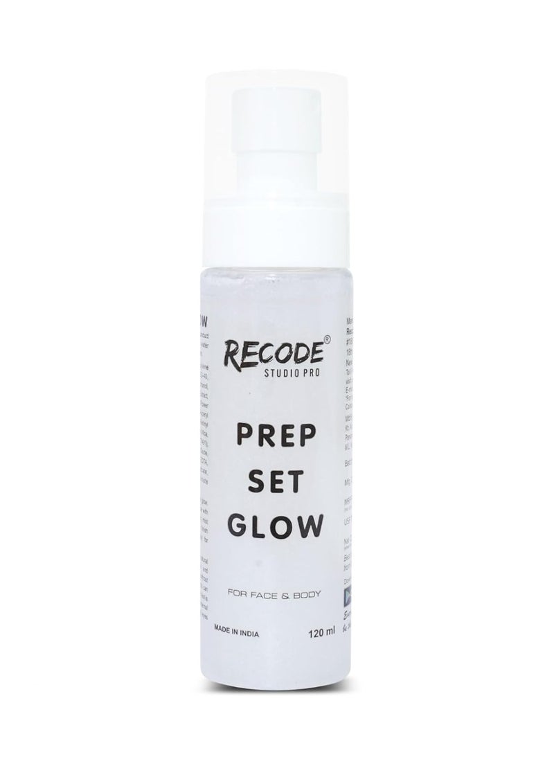 Prep Set Glow 100ml with Silver Shimmer Long Lasting Hydrating Makeup Setting Spray for Dewy Finish and Radiant Glow