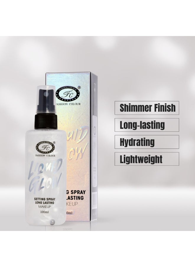 Liquid Glow Setting Spray 100ml Long Lasting Dewy Finish Hydrating Soothing Makeup Fixer