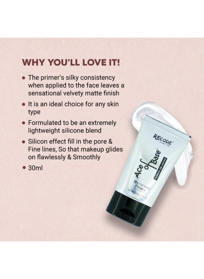 Ace of Base Mattifying Primer Face Makeup 30ml Oily Dry Skin Blurs Fine Lines Wrinkles Pores