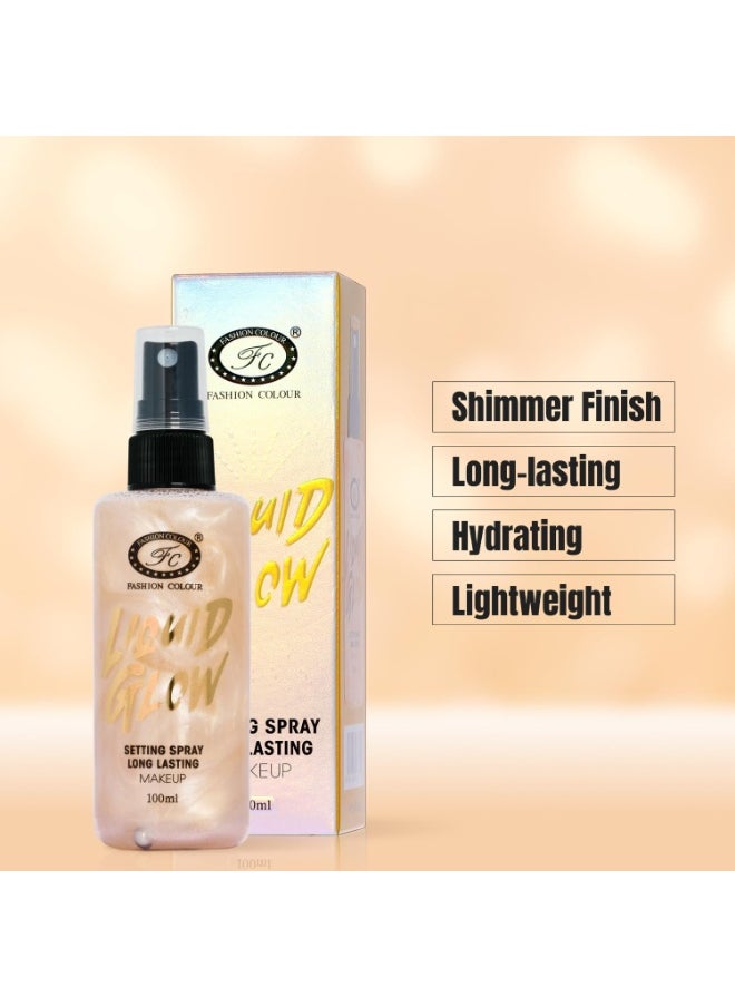 Liquid Glow Setting Spray 100ml Long Lasting Dewy Finish Hydrating Soothing Makeup Fixer