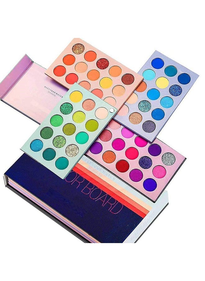 Qumeidie Color Board Eyeshadow Palette Highlighters Eye Make Up High Pigmented Professional Eye Shadow Mattes And Shimmer Finish, Multicolor 60 color
