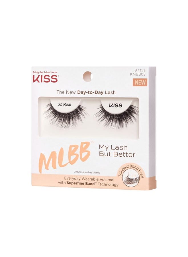 My Lash But Better, False Eyelashes, 'So Real', 12 mm, Includes 1 Pair Of Lash, Contact Lens Friendly, Easy to Apply, Reusable Strip Lashes, Glue-On