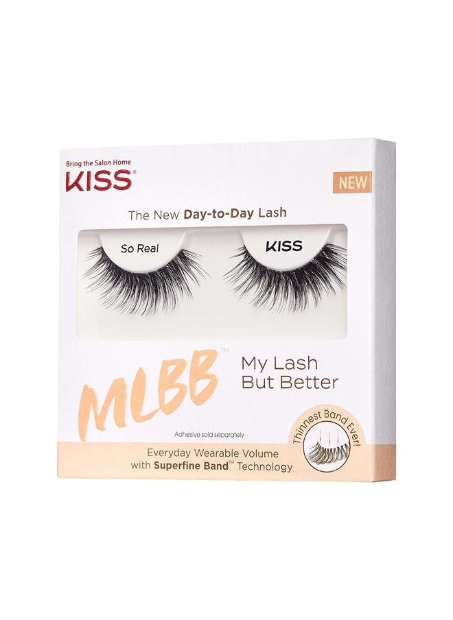 My Lash But Better, False Eyelashes, 'So Real', 12 mm, Includes 1 Pair Of Lash, Contact Lens Friendly, Easy to Apply, Reusable Strip Lashes, Glue-On