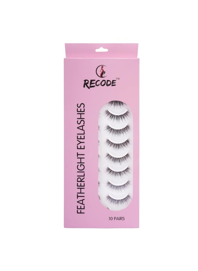 RE01 Featherlight Eyelashes-Transparent Band,Pack of 10