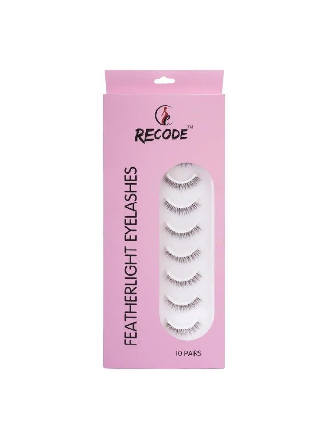 RE06 Featherlight Eyelashes-Transparent Band,Pack of 10