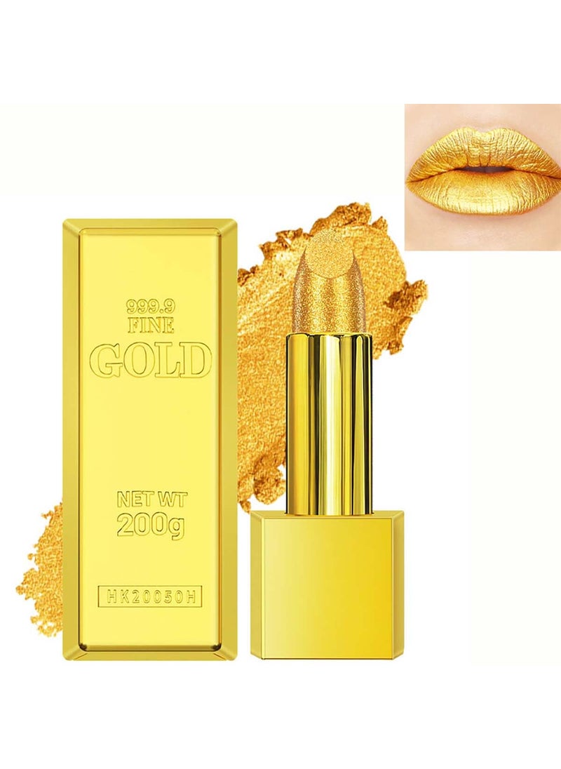 Gold Lipstick Velvet Nude Red Pink Lip Tint Non-Smudge High Pigment Not Fade Smooth Long-Lasting Wear Non-Stick Cup Waterproof Matte Lady Lip Gloss for Girl Women Lady Daily Lip Makeup (#7)