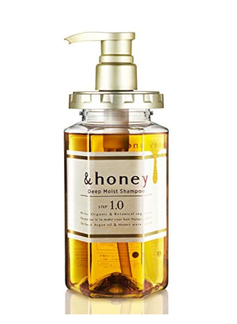 &honey Shampoo Deep Moist 1.0 Organic Hair and Scalp Care for Intense Cleansing and Hydration - Moisture-Enhancing Wash and Protection - Ideal for Straight, Curly, Curl, Frizzy, , Treated, Colore