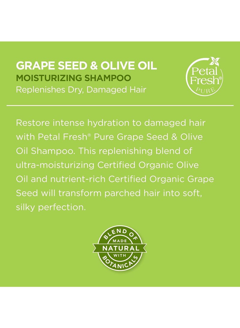 Pure Moisturizing Grapeseed & Olive Oil Shampoo for dry & damaged hair - 355 ml| Sulphate, Silicones & Paraben Free|All Natural | 100% Vegan & Cruelty Free
