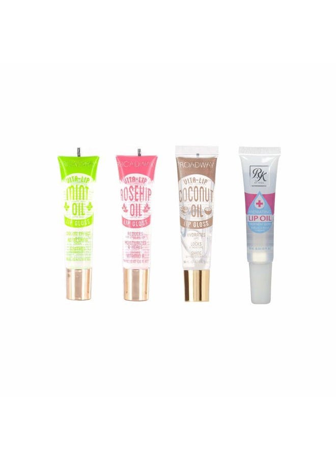 Hydrating Lip Oil & Broadway Vita-Lip Clear Lip Gloss (4 PACK)