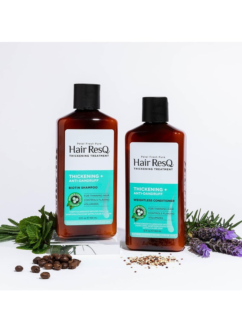 Hair ResQ Thickening + Anti-Dandruff Shampoo - 355 ml | For Dry & Itchy, Flaky Scalp | Within Biotin, Zinc & Patchouli | No Sulphate, Silicones & Paraben