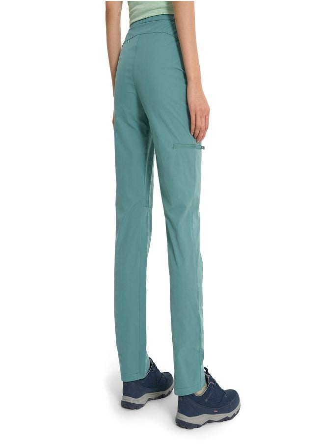 Outventure Women's Blue-Green Trousers – Water-Repellent +ADD SHIELD, 3 Pockets, Reflective Elements, Comfortable Fit, Ideal for Travel & Outdoor