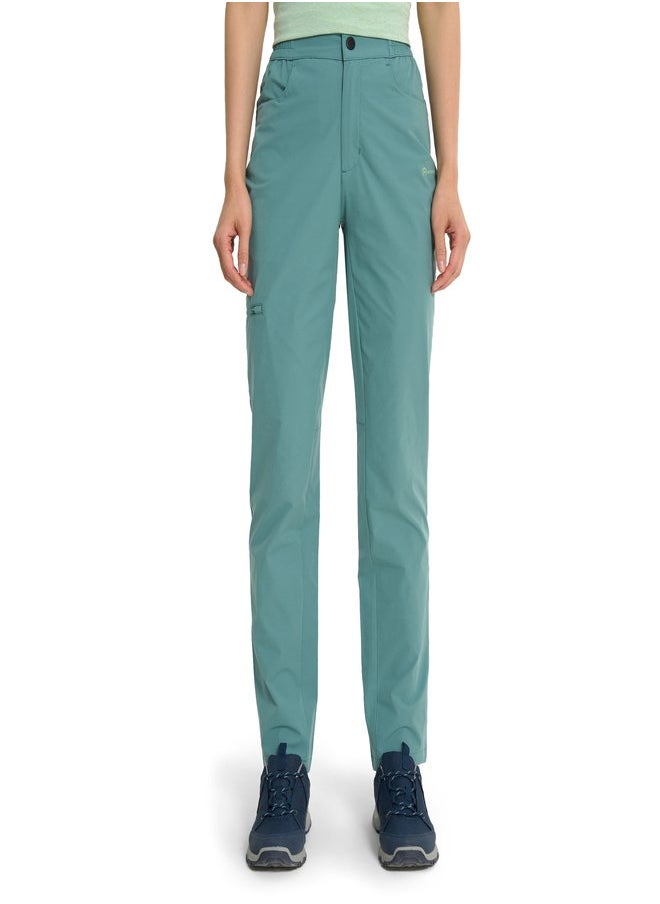Outventure Women's Blue-Green Trousers – Water-Repellent +ADD SHIELD, 3 Pockets, Reflective Elements, Comfortable Fit, Ideal for Travel & Outdoor