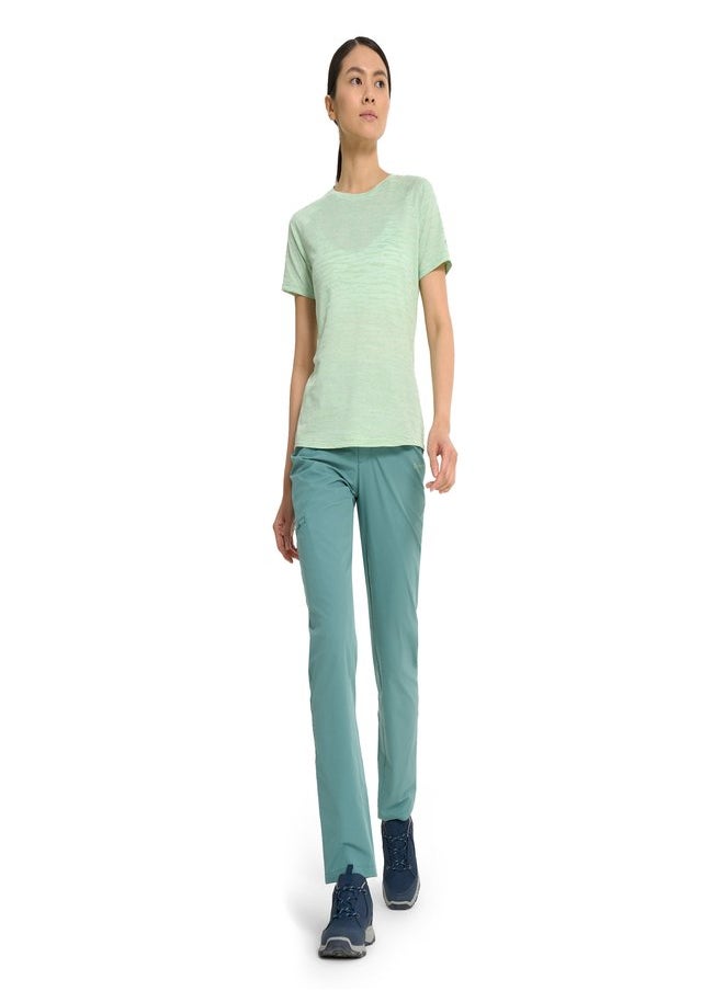 Outventure Women's Blue-Green Trousers – Water-Repellent +ADD SHIELD, 3 Pockets, Reflective Elements, Comfortable Fit, Ideal for Travel & Outdoor