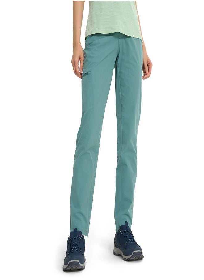 Outventure Women's Blue-Green Trousers – Water-Repellent +ADD SHIELD, 3 Pockets, Reflective Elements, Comfortable Fit, Ideal for Travel & Outdoor
