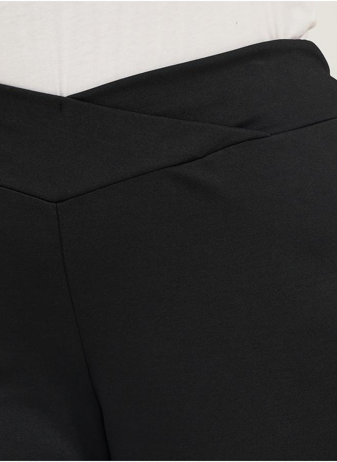 Plus Size Criss-Cross Waistband High Rise Flared Pants