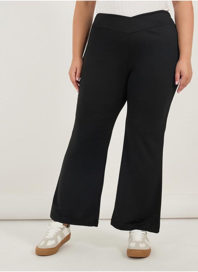 Plus Size Criss-Cross Waistband High Rise Flared Pants