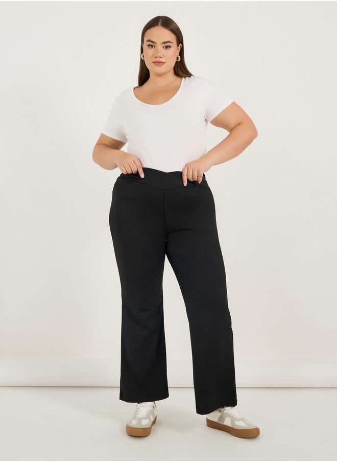 Plus Size Criss-Cross Waistband High Rise Flared Pants