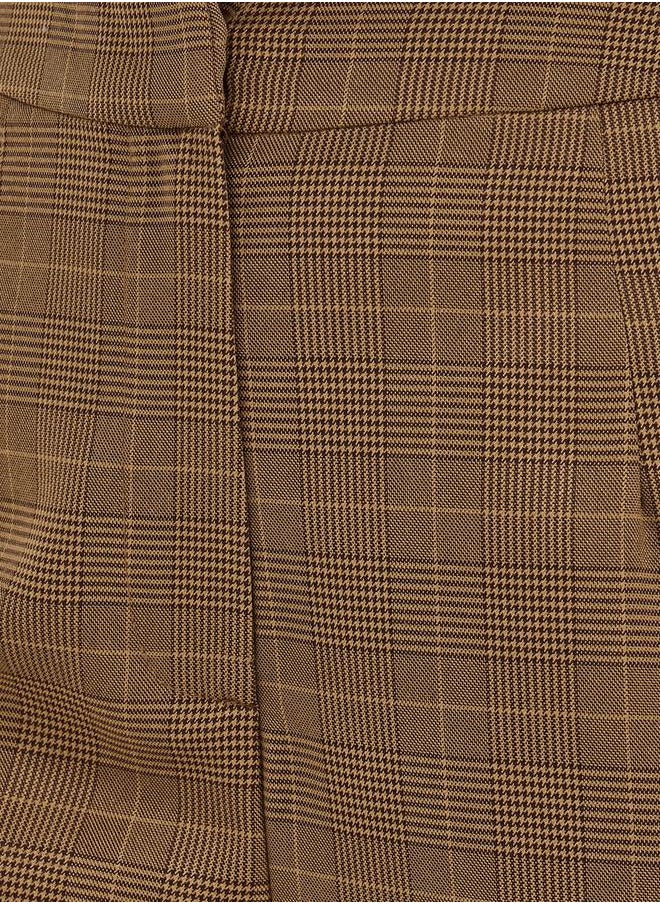 Checked High Rise Flared Pants