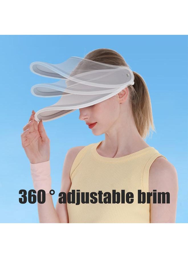 Women Sun Visor Hat Wide Brim Summer UV Protection Beach Hat 360° Rotatable Breathable Empty Top Hat for Outdoor Cycling Sport