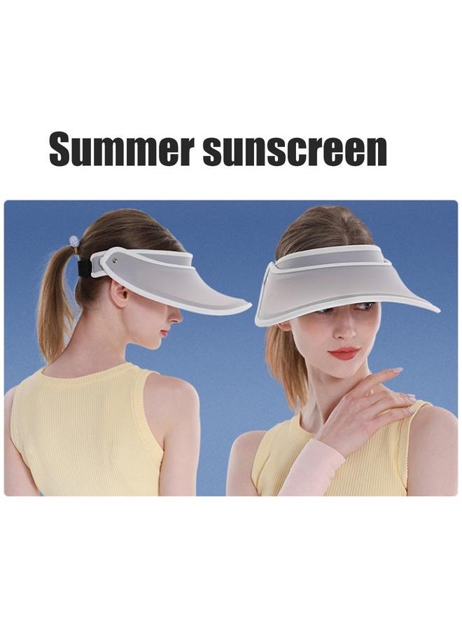 Women Sun Visor Hat Wide Brim Summer UV Protection Beach Hat 360° Rotatable Breathable Empty Top Hat for Outdoor Cycling Sport