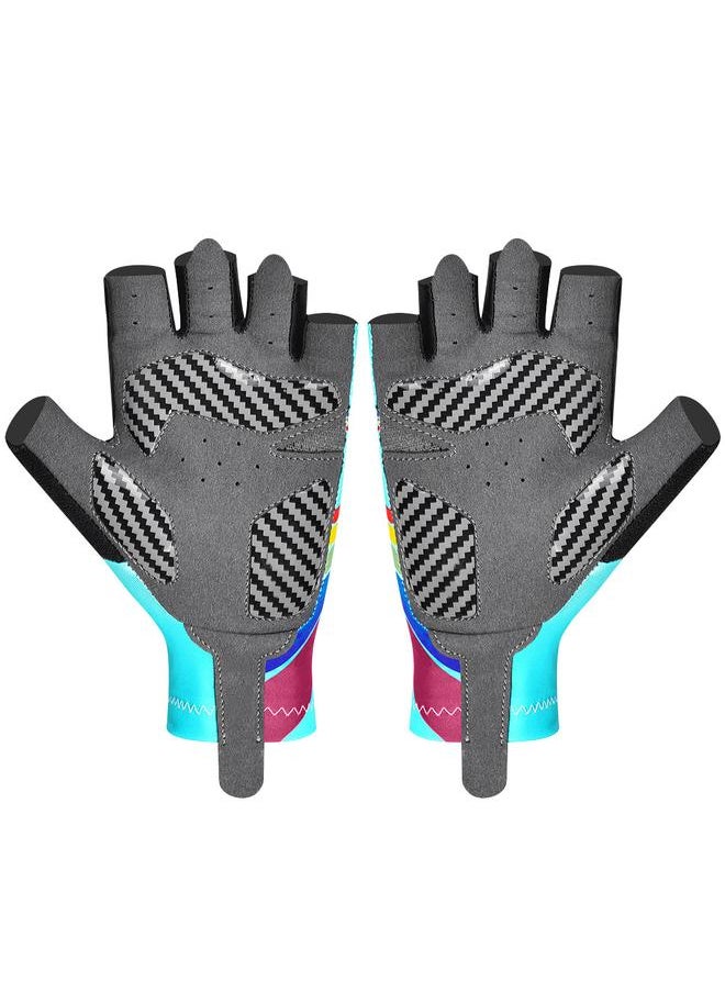 Outdoor Sport Children Bike Cycling Gloves Half Finger Silicone Pad Accessory for Kid(sky blue M)