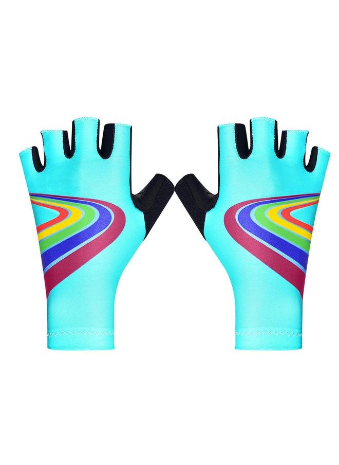 Outdoor Sport Children Bike Cycling Gloves Half Finger Silicone Pad Accessory for Kid(sky blue M)