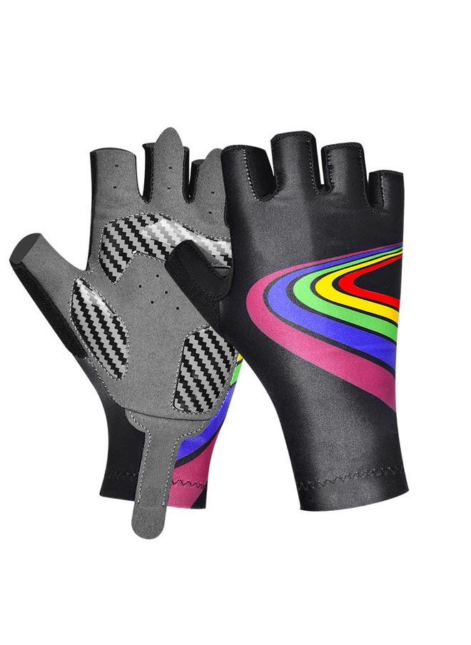 Outdoor Sport Children Bike Cycling Gloves Half Finger Silicone Pad Accessory for Kid(black L)